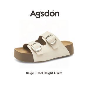 Agsdon | Thick Soled Birkenstock-Style Elevating Autumn Leather Semi Slippers