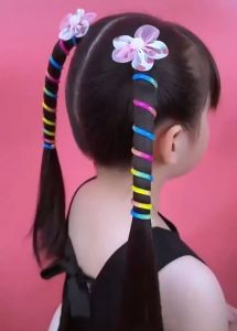 HK IR1854 Kuncir Ikat Rambut Karet Kabel Telepon Kepang Gulung Spiral Motif Karakter Kartun