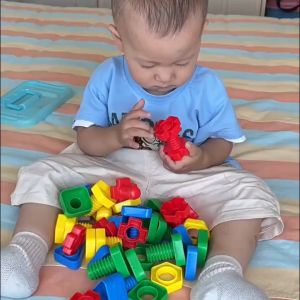 Bevavar 10 Set Mainan Edukasi Puzzle MUR BAUT Nut Bangunan Sekrup Mainan Bongkar Pasang Blocks