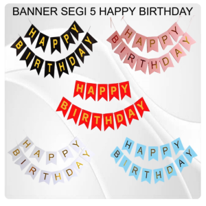 Banner Happy Birthday Backdrop Pesta Bunting Ultah Segilima Banner Tulisan Ulang Tahun Polos Murah