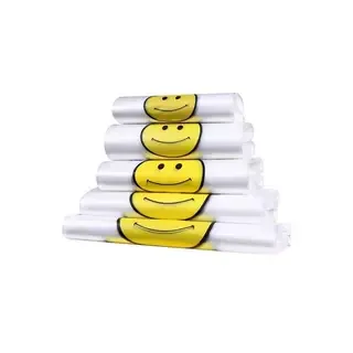 Smiley Mini White Transparent Convenient Drawstring Plastic Bag 20cm