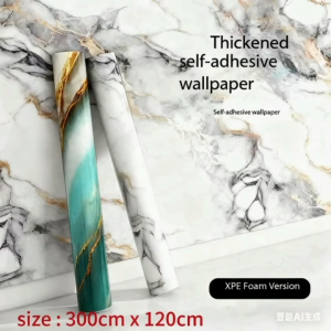 168 Thickened self-adhesive TV background wall rock slab large slab home stickers imitation marble waterproof and moisture-proof wallpaper living room and bedroom sofa background wall decoration and other places (3 meters x 120 cm).