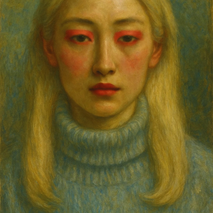 Tranh Nghệ thuật "Cô Gái Châu Á Tóc Vàng" VIETSMART ART - Acrylic 45 x 60cm