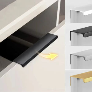 Aluminum Alloy Drawer Kitchen Cabinet Door Handle Modern Minimalist Bedroom Dresser Wardrobe Drawer Hidden Handle Furniture Hardware Accessories