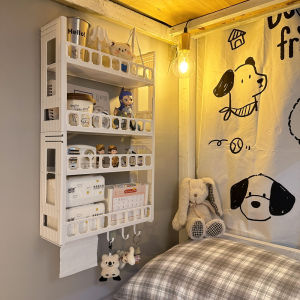 No-Drill Wall Mounted Shelf Bedroom Dormitory Bed Headboard Storage Organizer Rack for Electronics Personal Care Supplies