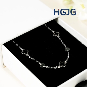 Lắc Tay Bạc Nữ HGJG Lắc Tay Bạc 925 Cỏ Bốn Lá Xinh Xắn Đeo Hằng Ngày Thanh Lịch Quà Tặng Bạn Gái