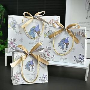พร้อมส่ง ใหม่ ถุงกระดาษหูหิ้ว Garden of Angel นางฟ้า ถุงขาว ริบบิ้นทองเงิน ใส่ของขวัญ ผ้าขนหนู ของรับไหว้ ถุงบรรจุภัณฑ์