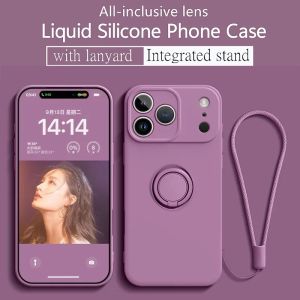 szhaiyu | Liquid Silicone Ring Stand Magnetic Case for iPhone 18 17 Air 16E 15 14 13 12 11 Pro Max 16 Plus Shockproof Soft Protectic Case
