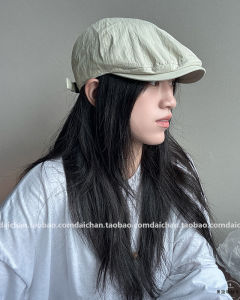 หมวกกันน็อคแบบสวมสำหรับฤดูร้อน หมวกทรงปากเป็ดแบบลำลองแห้งเร็ว หมวกสไตล์อังกฤษระบายอากาศได้ดี สไตล์เกาหลี หมวกผ้าโพลีเอสเตอร์