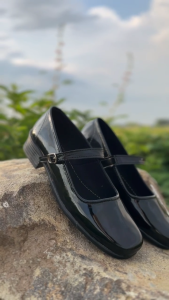 ERGE 37-41 Sepatu Pantofel Paskib Wanita Murah Hitam Glossy Premium Fleksibel Karet 3cm Nyaman