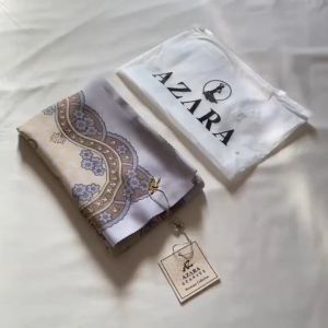 Paket Usaha Hijab Isi 10 Pcs Segi Empat Azara Oskara Motif Laser Cut Packing Pouch Metal Logo LC Scarf Azara Superfashion