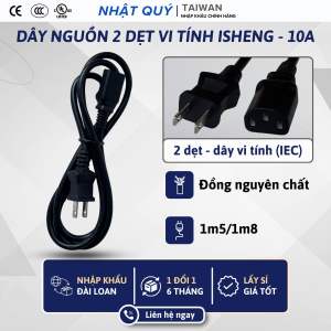 Dây nguồn 2 chấu dẹt dây vi tính (IEC) 10A 1.5m 1.8m I-SHENG - 2 dẹp 1m5 cho máy tính PC...