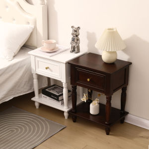 Rustic Countryside Style Bedside Table Mini Storage Cabinet Multi-Functional Wooden Nightstand for Bedroom And Vacation Home