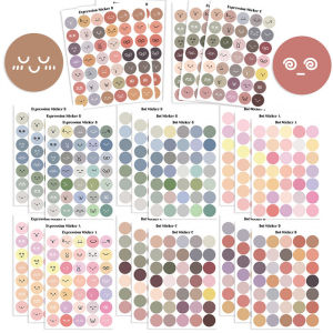 Cute Cartoon Pure Color round Dot Stickers 8-Pack Decorative Scrapbooking Materials Handmade Craft Decorations