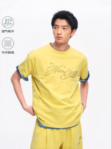 JNXS | Stellar Bamboo-Cotton Metal Studs Short Sleeve Loose Round Neck T-Shirt