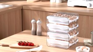 🐻DAILY2U🐻 Daily2U Stackable 32-Cell Dual-Layer Egg Tray Organizer with Drawer