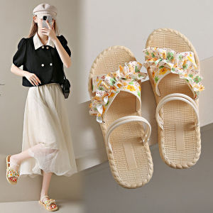 Floral Flat Sandals Womens Summer Outdoor Versatile Sweet Roman Style Beautiful Little Slippers Fashionable Casual Footwear