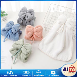 Coral Velvet Hand Towel Cute Hanging Bowknot Towel Thickened Soft Skin Kitchen Bathroom Absorbent Quick Dry Lazy Hand Towel