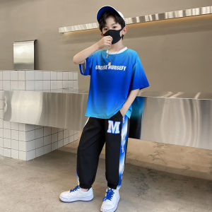 Boy Summer Clothing Sports Set Short sleeve T-shirt 9 Years Old Handsome 10 Leisure 12 Little Boy 13 Middle and Big Children 14 Anti Mosquito Pants