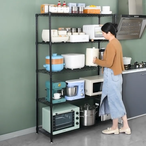 Adjustable 5-Tier Metal Wire Shelving Unit Kitchen Storage Organizer Steel Shelves Large Metal Racks Warehouse Storage Racks