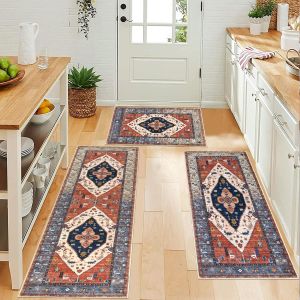พรมปูพื้นสำหรับประตูทางเข้าห้องครัวและห้องน้ำสไตล์เรโทรหรูหรา VIKAMA พรมปูพื้นโซฟาห้องนั่งเล่น พรมรองโต๊ะกาแฟ ของตกแต่งบ้านกันลื่น