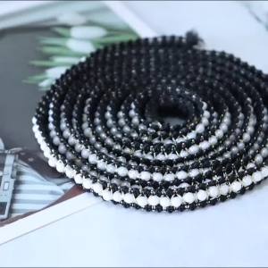 2yard/lot White Black Pearl Bead Lace Ribbon Tape Lace Fabric Trim Ribbons for DIY Sewing Garments Handmade Clothing Accessories