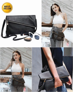 Perfume Gift Crossbody Clutch Envelope Shoulder Sling Bag (Black Navy)