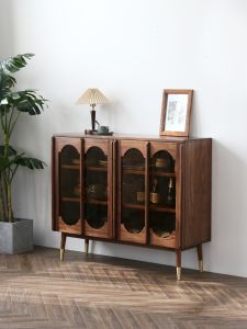 North American Black Walnut Dining Sideboard Solid Wood Retro French American Country Lightweight Luxury Entrance Hall Cabinet Living Room