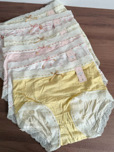 Sweet Lace High Waist Womens Underwear Breathable Modal Soft Floral Print Comfortable Triangle Panties Innerwear Briefs