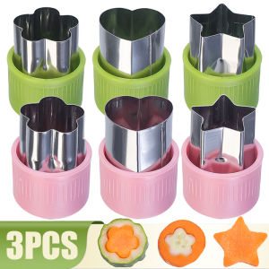 3Pcs Portable Cook Tools Stainless Steel Star Heart Shape Vegetables Cutter Plastic Handle Fruit Cutting Die Kitchen Gadgets