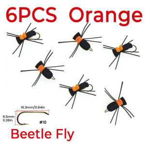 6PCS Mixed Sizes Foam Terrestrial Dry Flies - Ant Beetle Hopper Patterns EVA Body Rubber Legs for Trout Bass Carp Fly Fishing