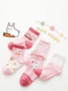 Girls Cotton Socks Pure Cotton Mid-Calf Anti-Odor Sweat-Absorbent Autumn Winter Childrens Cotton Socks Cute Style Baby Footwear
