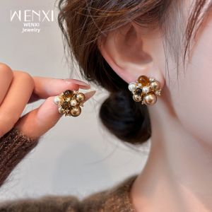 WENXI | New Popular Pearl Earrings Luxury Stylish Accessories