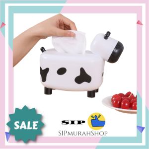 Kotak Tissue Sapi dengan Tempat Tusuk Gigi Tissue Cow Kotak Tisu Dekorasi Kamar Kotak Tissue Sapi Lucu dengan Tempat Tusuk Gigi