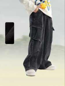 Anti-season Inventory Clearance Thermal Insulation Plush Lined Jeans for Boys 25 Winter New