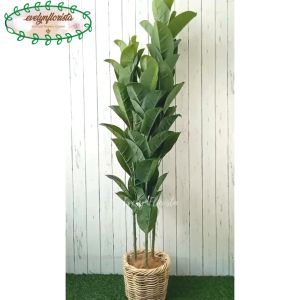 Pohon Hias Karet T150 Latex Artificial Pot Dasar Cover Rotan Bulat Tanaman Imitasi Dekorasi Rumah