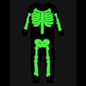 Halloween Costume For Kids Boys Skeleton Clothes Skull Glow in The Dark Pajamas Children Cosplay Party Clothing Girls Cartoon Sleepwear 100% Cotton Toddler 2 Pcs