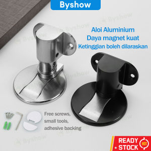 Byshow Aluminum Alloy Magnetic Door Stopper Suction Invisible Heavy Duty Adjustable Punch Free Door Holder for Interior Exterior Doors Floor Mounted Anti Collision Wall Protection with 360° Rotation Durable Door Magnet Stop