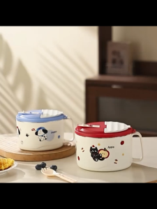 (1100ML/1700ML) 304 Stainless Steel Cute Animal Instant Noodle Bowl | Lunch Box Food Container Mangkuk Mi Segera 便携泡面碗