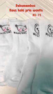 DRKS75 Kaos Kaki Pria Wanita Panjang Setinggi Betis Motif Bear New Fashion Style Socks  5 pcs Random