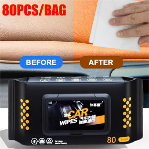80PCS Car Interior Cleaning Wipes Multi-function Car Dashboard Seat Leather Nursing Brightening Wipes Car Wash Care