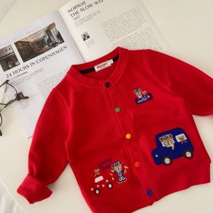 Cute Cartoon Pure Cotton Long Sleeve Baby Boys Girls Spring Autumn Cardigan Comfortable Breathable Casual Style Infant Jacket
