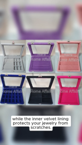 Small Jewellery Accessories Storage Box Organizer with Transparent Lid & Inner Velvet for Earring/Pendant/Necklace / Rings
