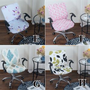 Chair Cover Set Stretch Fabric Office Seat Cover Backrest Protector Washable Dustproof Home Gaming Chair