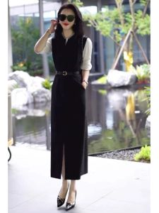 Elegant Black French Style Fashion Set Womens Spring Autumn New Model Mini Dress Two-Piece Suit Age-Defying Long Sleeve Dress