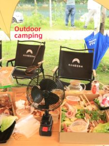 Long-Lasting Portable Rechargeable Lithium Battery Fan 8-Inch Outdoor Camping Fishing Construction Site Strong Wind Power Station