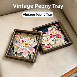 Vintage Peony Design Decorative Trays Plate