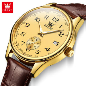 OLEVS 3622 Fashion Men Quartz Watch Gift Round-dial Leather Watchband Wristwatch Luminous