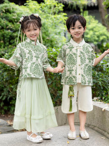 Mid-Autumn Festival Performance Costume Dragon Boat Festival Short-Sleeved Summer Clothes Childrens Summer Clothing Chinese Style Tang Suit Chinese Ancient Style Chinese Style Han Chinese Clothing Suit