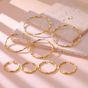 Cazador 28-54MM Hoop Earrings Women Real Gold Plated Stainless Steel Earrings Trend 2026 Jewelry Party Birthday Valentine Gift
